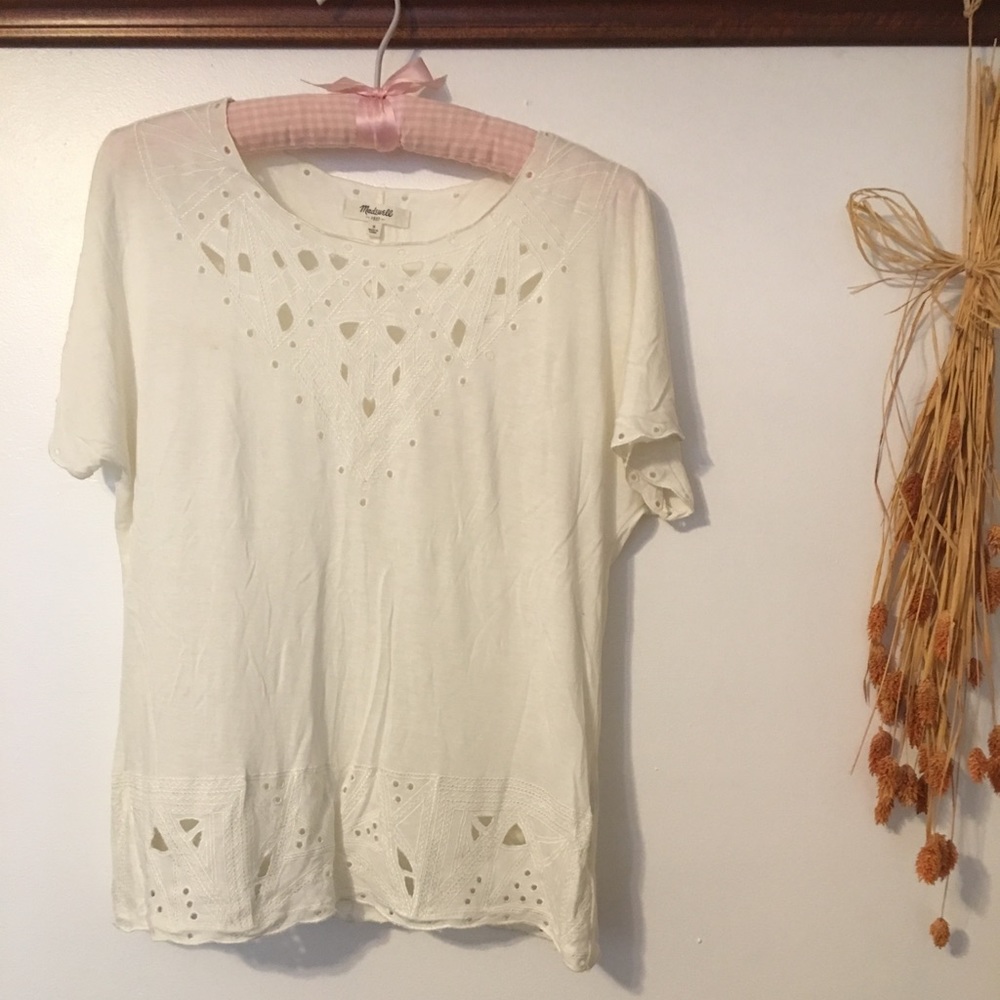 Madewell white eyelet shirt